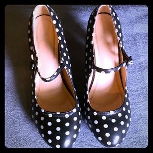J. Adams black and white polka dot Mary Janes